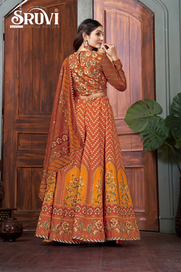 legant White Rayon Lehenga Choli Set for Women β Printed Dupatta with Full Sleeve Blouse (Copy)